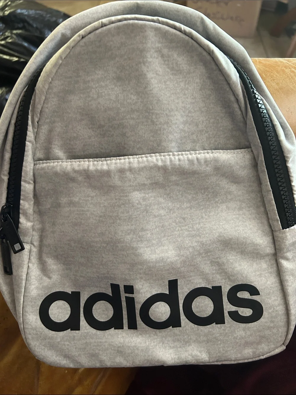 adidas Light Gray Mini Backpack with Black Logo